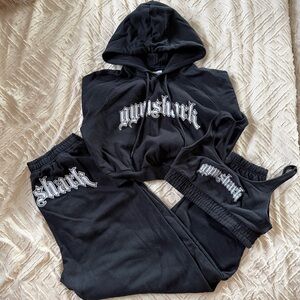 Gymshark Black Hoodie, Joggers, and Crop Top Set
